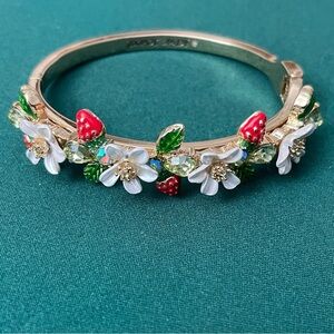 Betsey Johnson Gold Tone Strawberry and Daisy Charm Bracelet